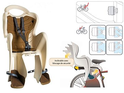 Превью  Велокресло детское BELLELLI Mr Fox Relax B-Fix Бежевый/Коричневый на подседельную трубу 22 кг (80243